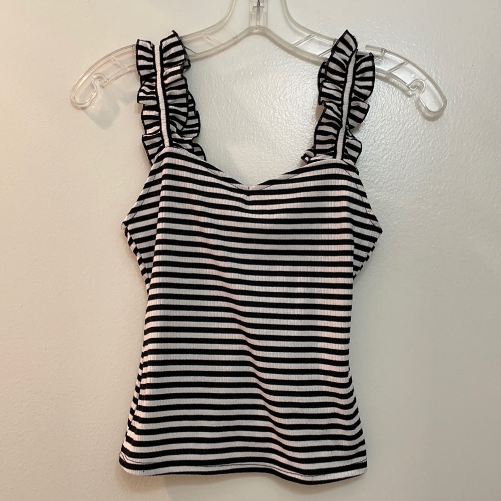 Striped Ruffle Tank